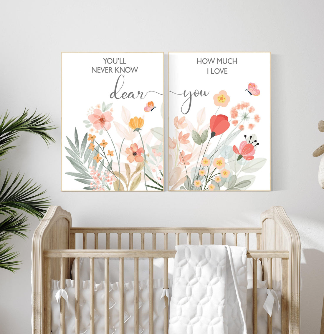Boho Nursery wall art, Wildflower Nursery Decor, Floral Nursery, Girl Nursery Decor, you’ll never know dear how much I love you, flower