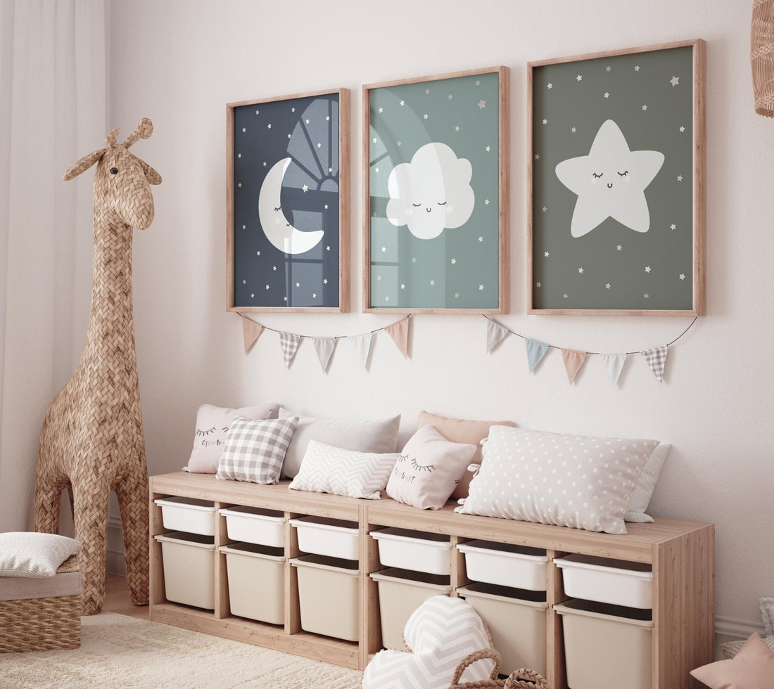Moon prints for nursery, nursery wall art, gender neutral nursery, Baby wall decor, nursery prints, moon set for baby room, set of 3