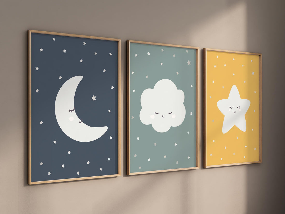 Moon prints for nursery, nursery wall art, gender neutral nursery, Baby wall decor, nursery prints, moon set for baby room, set of 3