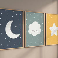 Moon prints for nursery, nursery wall art, gender neutral nursery, Baby wall decor, nursery prints, moon set for baby room, set of 3