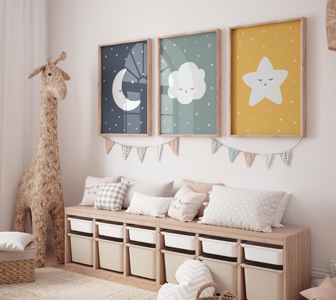 Moon prints for nursery, nursery wall art, gender neutral nursery, Baby wall decor, nursery prints, moon set for baby room, set of 3