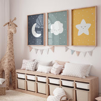 Moon prints for nursery, nursery wall art, gender neutral nursery, Baby wall decor, nursery prints, moon set for baby room, set of 3