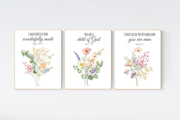 Boho Nursery wall art, Wildflower Nursery Decor, Floral Nursery, Girl Nursery Decor, vintage flower nursery, bible verse, christian wall art