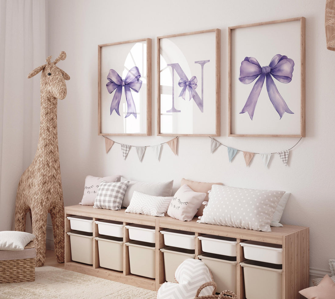 Bow print wall art, Bow nursery print, purple Bow nursery wall art, bow nursery art, bow nursery, lilac nursery, purple nursery, girls
