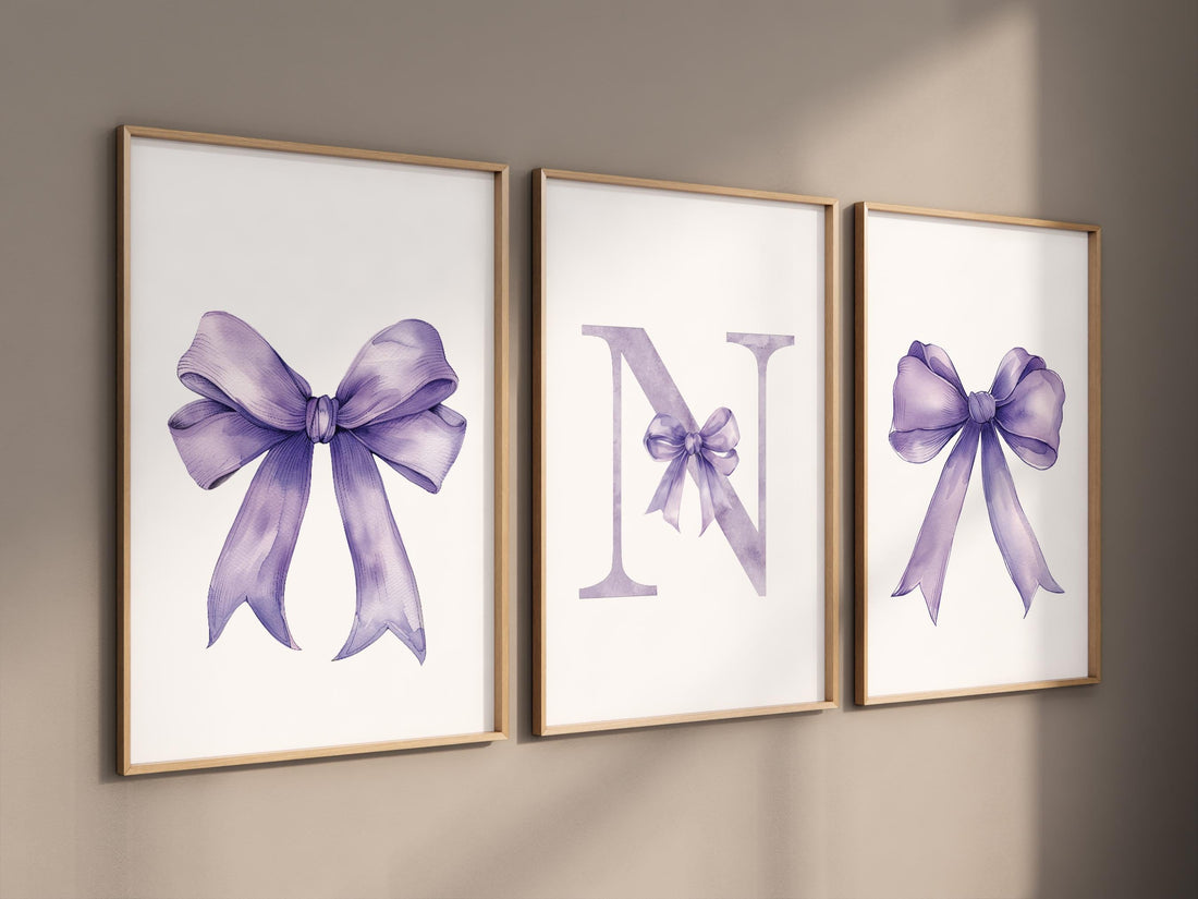 Bow print wall art, Bow nursery print, purple Bow nursery wall art, bow nursery art, bow nursery, lilac nursery, purple nursery, girls