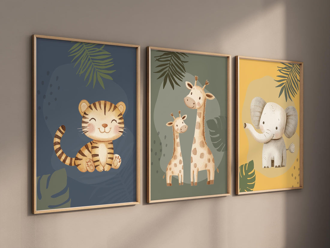 Safari Nursery Wall Prints, Boho Nursery Prints, jungle animals, earth colors, Nursery Art, safari animals, animal prints