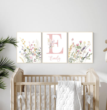 Boho Nursery wall art, Wildflower Nursery Decor, Floral Nursery, Girl Nursery Decor, vintage flower nursery, Botanical Print, home decor