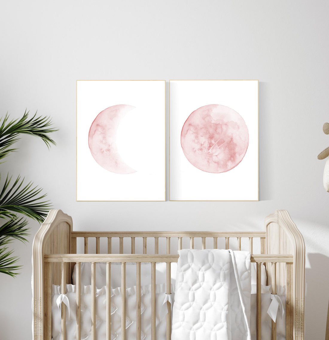 Moon wall art, Moon nursery decor, Blush pink nursery, blush nursery, Full moon print, Moon print, nursery decor girl, moon phases print
