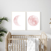 Moon wall art, Moon nursery decor, Blush pink nursery, blush nursery, Full moon print, Moon print, nursery decor girl, moon phases print