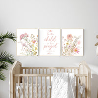 Wildflower print nursery, nursery decor girl wildflower, nursery wall art girl, boho nursery, flower nursery, quote nursery, Girl bedroom
