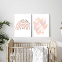 Rainbow nursery, heart print, blush nursery, Girl bedroom art, name print, girls room decor, blush nursery, baby girl wall art, girls room