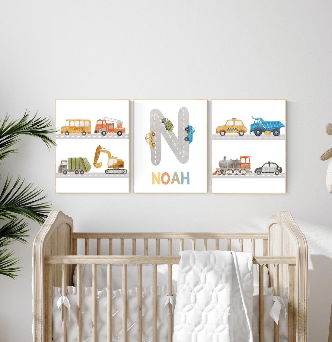 Transport Vehicle Posters, Boy Room Wall Art, Custom Name Wall Art, Boy Room Trucks Decor, Personalized Transport Nursery, playroom decor