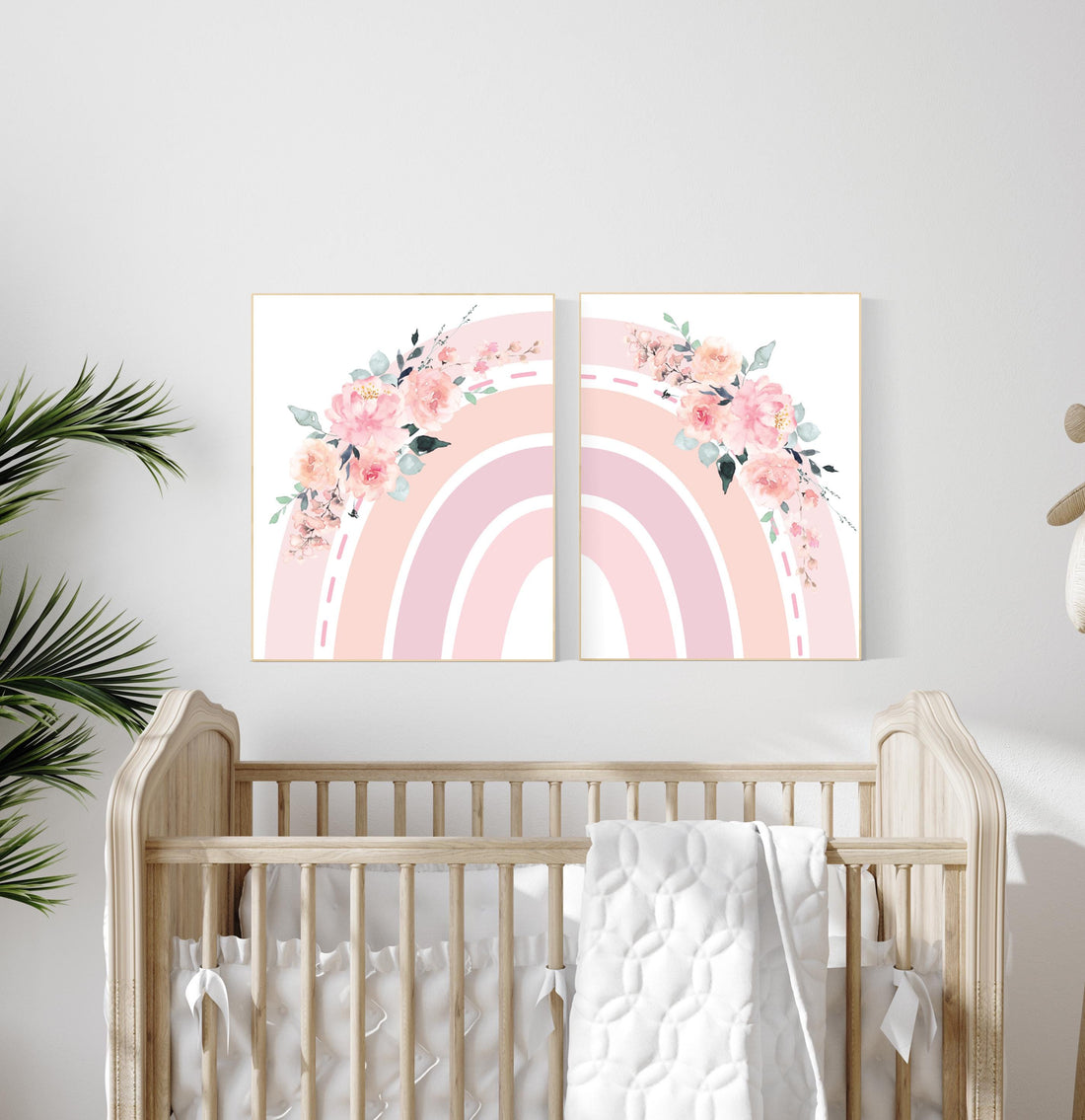 Nursery decor rainbow, Boho Rainbow Set, rainbow nursery, blush nursery, Nursery Decor boho, blush pink, flower nursery, set of 2