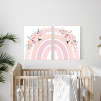 Nursery decor rainbow, Boho Rainbow Set, rainbow nursery, blush nursery, Nursery Decor boho, blush pink, flower nursery, set of 2