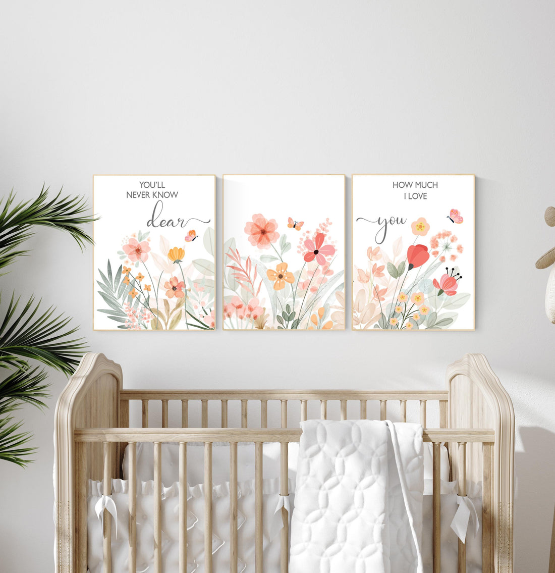 Boho Nursery wall art, Wildflower Nursery Decor, Floral Nursery, Girl Nursery Decor, you’ll never know dear how much I love you, flower