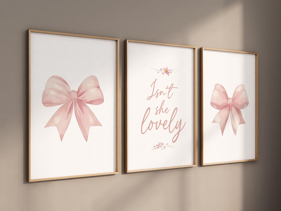 Bow print wall art, Bow nursery print, pink Bow nursery wall art, bow nursery art, bow nursery decor, bow print wall art pink, girl nursery