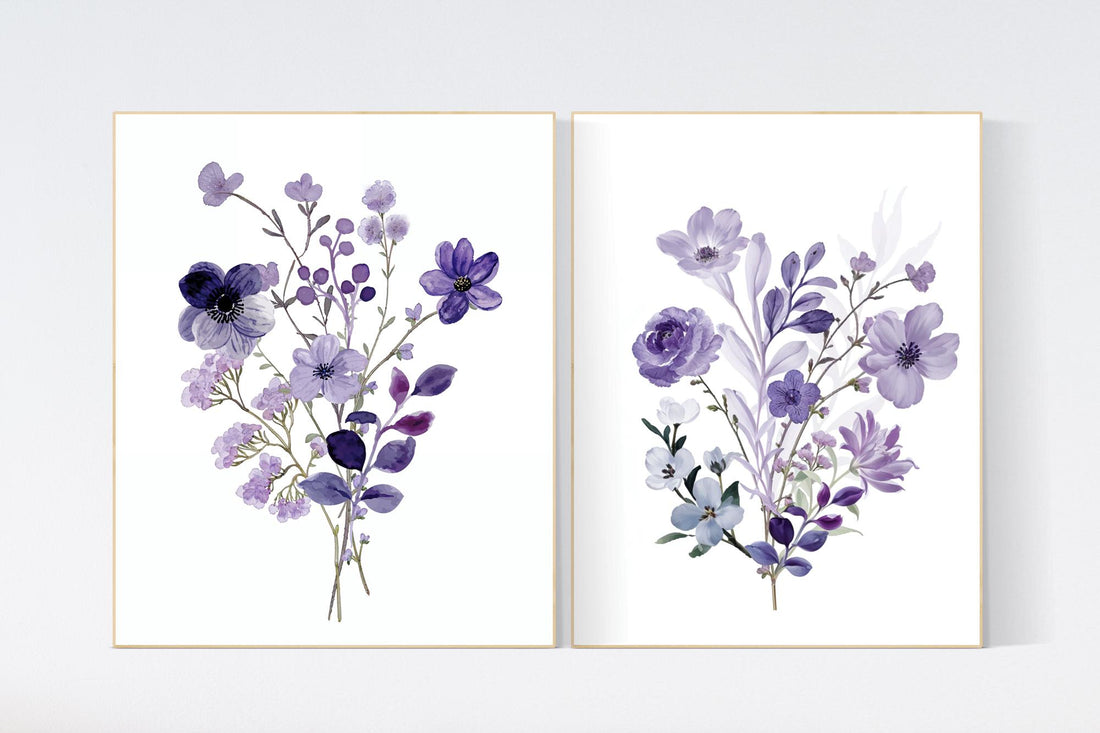 Purple flower nursery decor, Nursery decor girl purple, nursery decor girl flower, lavender nursery, lilac nursery, girls room decor purple