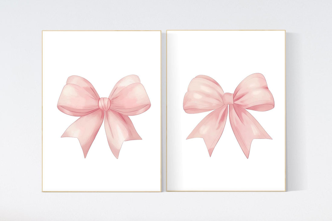 Bow print wall art, Bow nursery print, pink Bow nursery wall art, bow nursery art, bow nursery decor, bow print wall art pink, girl nursery
