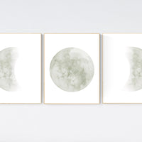 Moon nursery decor, moon print, sage nursery, full moon print, gender neutral, moon nursery, sage green, moon wall art, nursery prints