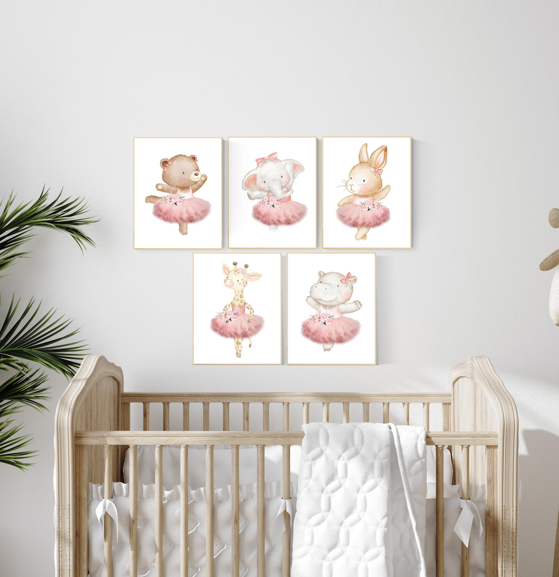 Ballerina animals, baby room decor girl, Elephant nursery, bunny nursery, bear nursery, nursery prints girl, ballet prints, ballet animals