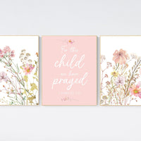 Wildflower print nursery, nursery decor girl wildflower, nursery wall art girl, boho nursery, flower nursery, quote nursery, Girl bedroom
