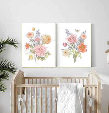 Wildflower Nursery Decor, Boho Nursery wall art, Floral Nursery, Girl Nursery Decor, vintage flower nursery, Botanical Print, home decor