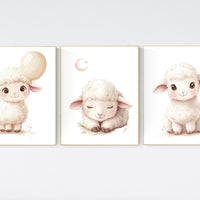 Sheep nursery decor, Gray nursery decor, nursery decor lamb, nursery wall art sheep, gender neutral nursery, grey nursery, baby room prints