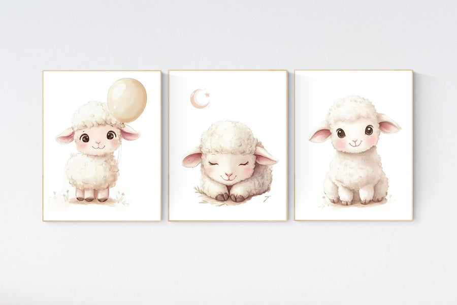 Sheep nursery decor, Gray nursery decor, nursery decor lamb, nursery wall art sheep, gender neutral nursery, grey nursery, baby room prints