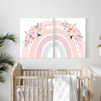 Nursery decor rainbow, Boho Rainbow Set, rainbow nursery, blush nursery, Nursery Decor boho, blush pink, flower nursery, set of 2