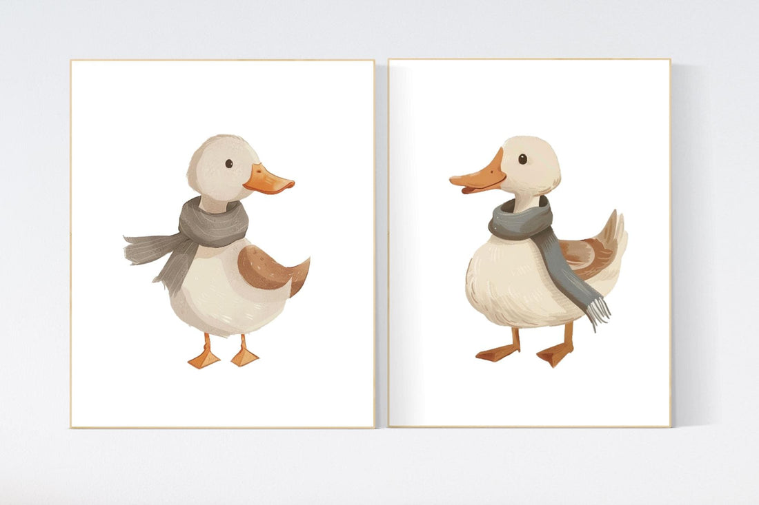 Goose Nursery wall art, Goose Gallery wall art, Baby girl nursery ideas, Goose Nursery, Animal Themed Decor, animal prints, gender neutral