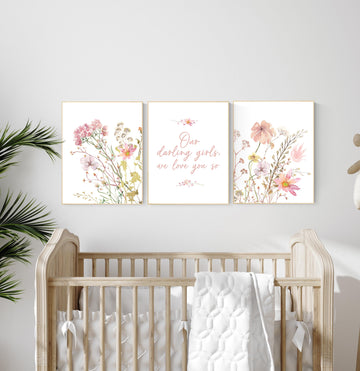 Boho Nursery wall art, Wildflower Nursery Decor, Floral Nursery, Girl Nursery Decor, vintage flower nursery, quote print, Botanical Print