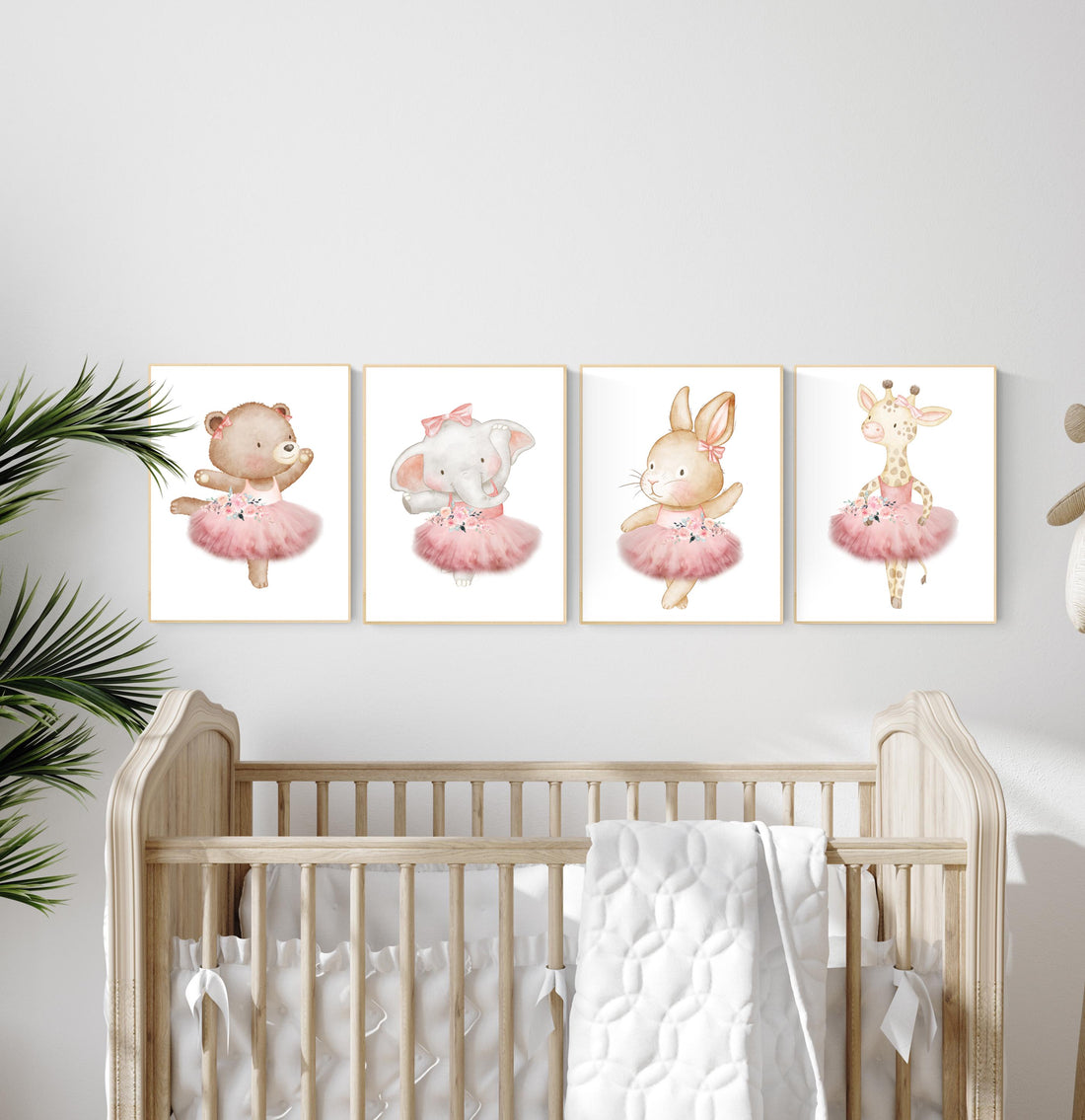 Ballerina animals, baby room decor girl, Elephant nursery, bunny nursery, bear nursery, nursery prints girl, ballet prints, ballet animals