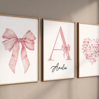 Pink Bow Nursery Print: Watercolor Wall Art