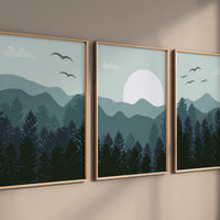 Nursery decor woodland, mountain wall art, tree nursery decor, adventure theme nursery, forest nursery, home decor