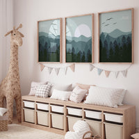 Nursery decor woodland, mountain wall art, tree nursery decor, adventure theme nursery, forest nursery, home decor