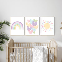 Nursery prints rainbow, girl nursery, pastel nursery, Nursery decor girl, nursery wall art, rainbow print, flower nursery, boho prints