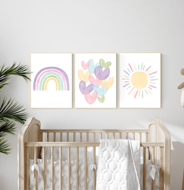 Nursery prints rainbow, girl nursery, pastel nursery, Nursery decor girl, nursery wall art, rainbow print, flower nursery, boho prints
