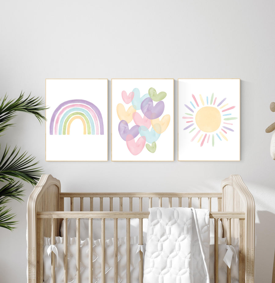 Nursery prints rainbow, girl nursery, pastel nursery, Nursery decor girl, nursery wall art, rainbow print, flower nursery, boho prints