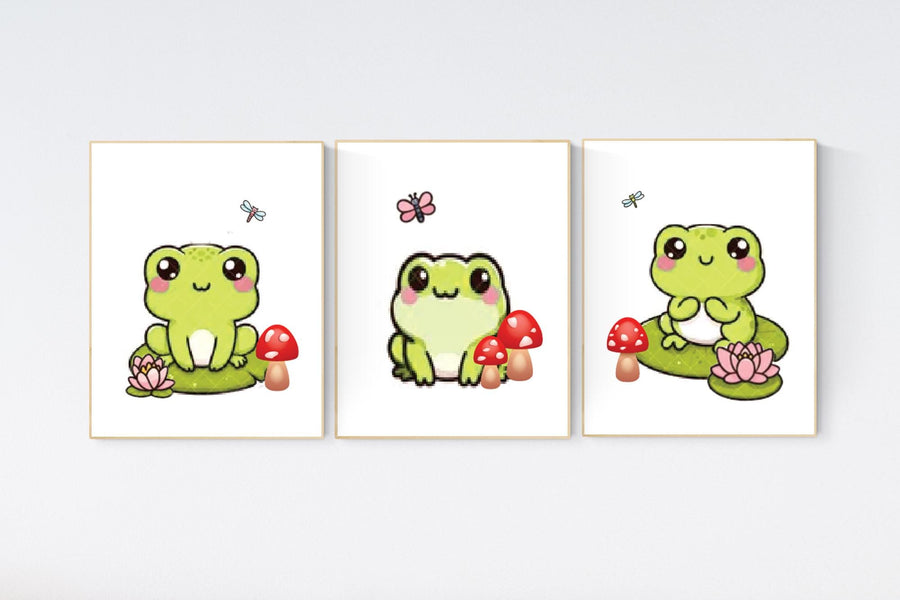 Frog nursery, frogs nursery, Mushroom nursery decor, green nursery, gender neutral nursery, frog prints, frog nursery wall art