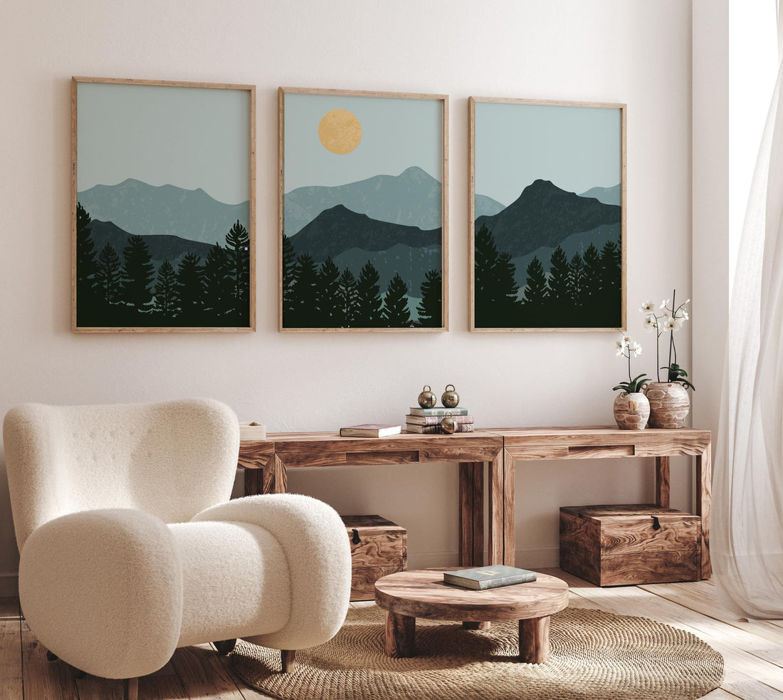 Nursery decor woodland, mountain wall art, tree nursery decor, adventure theme nursery, forest nursery, home decor