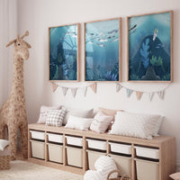 Under the sea wall art, Ocean nursery decor, Nautical nursery print set, under the sea nursery, gender neutral nursery, ocean, nautical