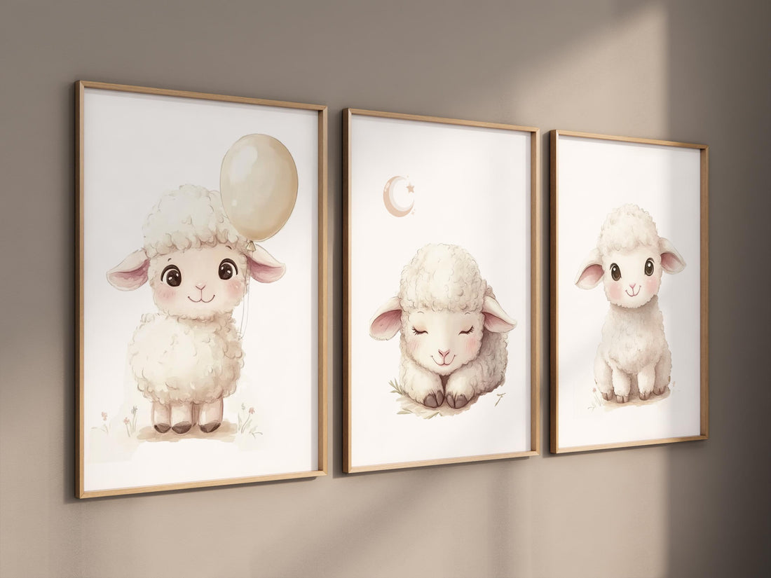 Sheep nursery decor, Gray nursery decor, nursery decor lamb, nursery wall art sheep, gender neutral nursery, grey nursery, baby room prints