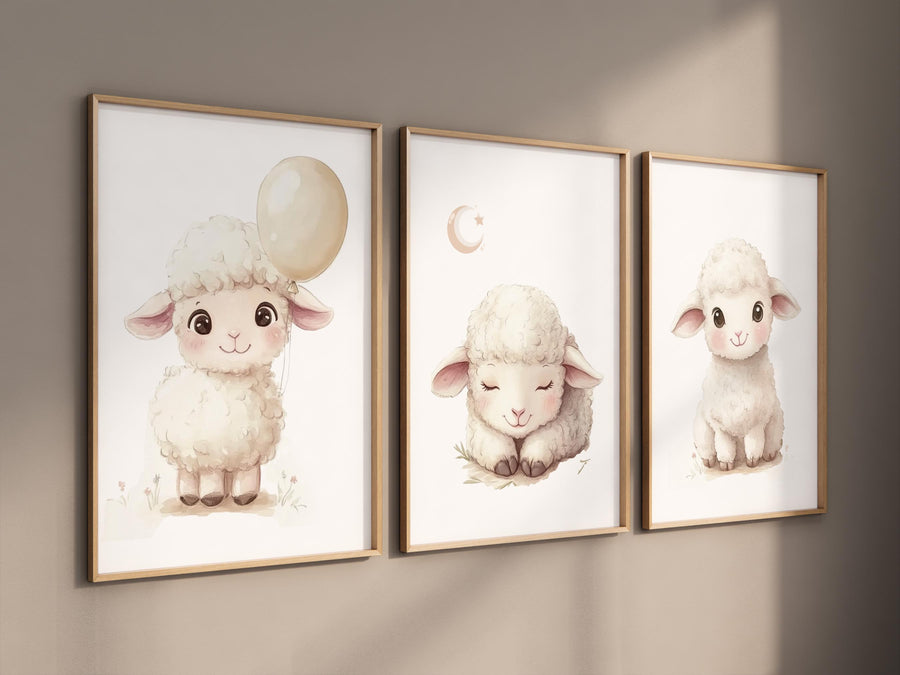 Sheep nursery decor, Gray nursery decor, nursery decor lamb, nursery wall art sheep, gender neutral nursery, grey nursery, baby room prints