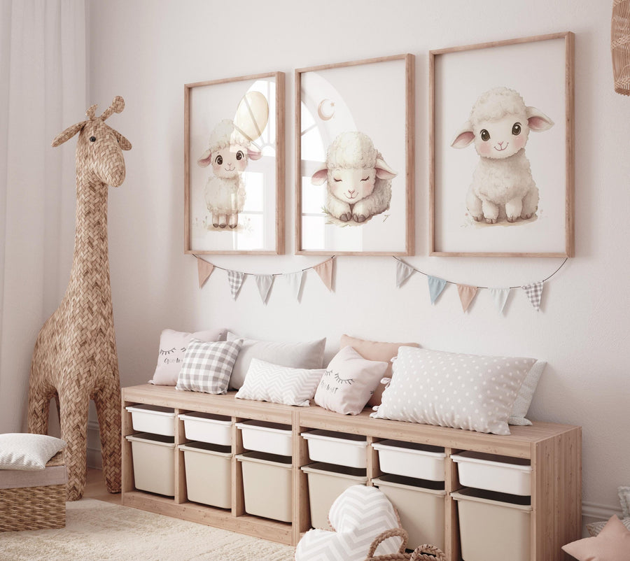 Sheep nursery decor, Gray nursery decor, nursery decor lamb, nursery wall art sheep, gender neutral nursery, grey nursery, baby room prints