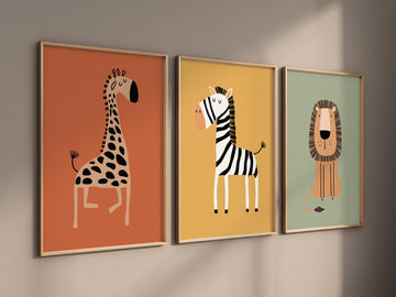 Safari Nursery Wall Prints, Boho Nursery Prints, jungle animals, earth colors, Nursery Art, animal Nursery Decor, animal prints