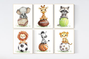 Sports nursery decor, Baby Animals Sport, Baby boy sports nursery, Safari nursery decor, football nursery, baseball nursery, golf nursery