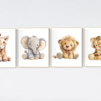 Animal prints, gender neutral nursery, Plush animals, Safari Animal Nursery Prints, safari animals, safari nursery, gender neutral nursery