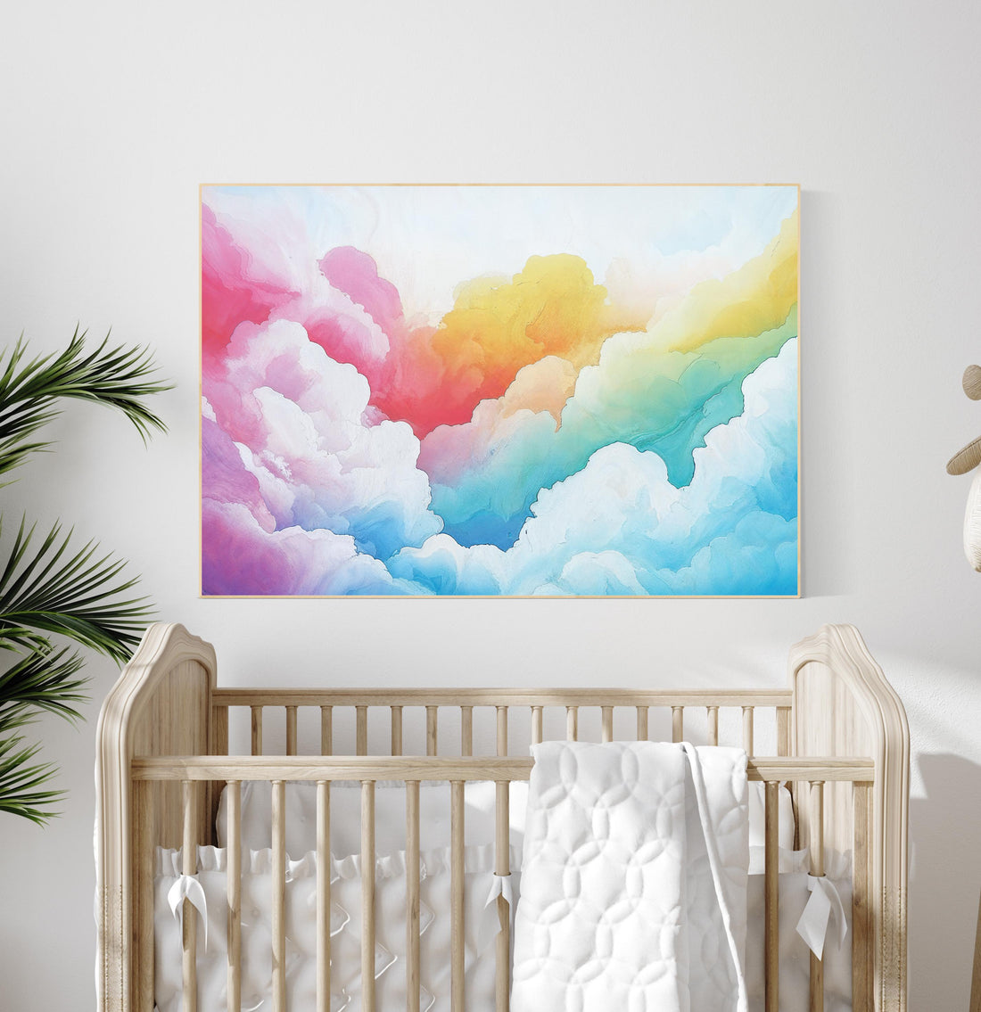 Pink cloud artwork, girl nursery wall art, dreamy sky decor, pastel cloud print, girls room decor, nursery cloud wall art, nursery print