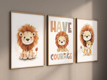 Lion prints, lion nursery, safari animal wall art, lion family decor, baby nursery prints, jungle themed posters, safari themed, lion poster