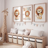 Lion prints, lion nursery, safari animal wall art, lion family decor, baby nursery prints, jungle themed posters, safari themed, lion poster